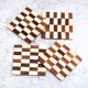 White and Brown Handcrafted Wooden Coasters - Pack of 4